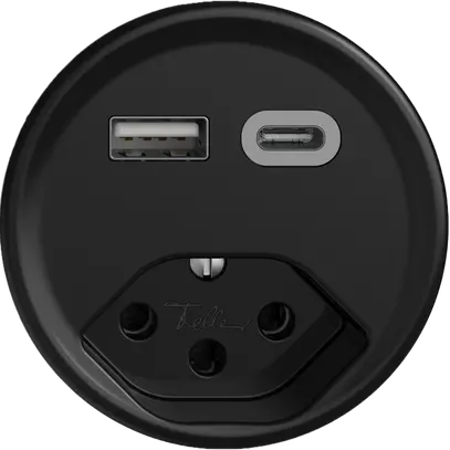 Prise USB type A+C + type 13 Feller STANDARDdue Q 230V 3000mA noir 