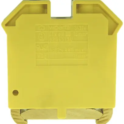 Borne de terre joignable Woertz Ex 6…16mm² vis 2×1 rail DIN 35mm vert/jaune 