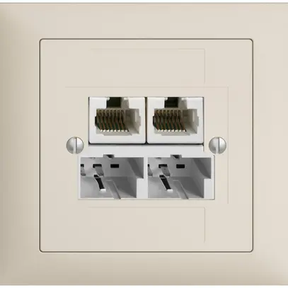 Presa INS SOHO 2×TT/2×RJ45/u sep.ITplus EDIZIOdue crema 