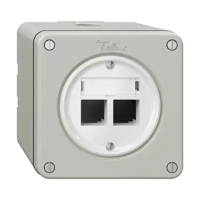 Kit de montage NAPU Feller S-One EASYNET, pour 2×RJ45, hauteur 64 mm, gris clair 