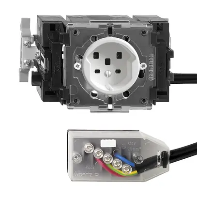 EB-Steckdose FH T25 16A weiss 49…69mm Snap für Flachkabel Technofil 