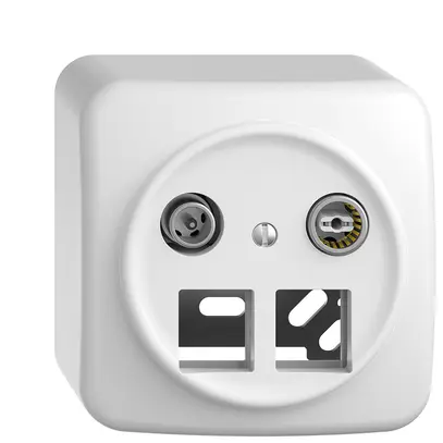 Presa multimedia 4dB AP Sdue, presa d.derivazione, p.2×RJ45 Keystone, bi 