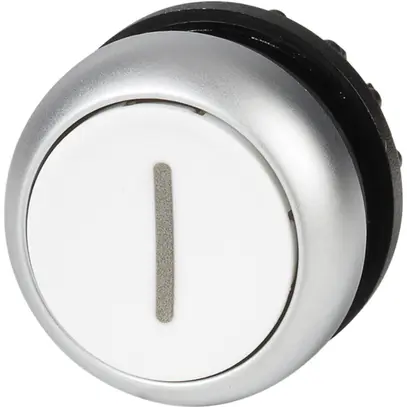 Pulsante ETN RMQ piatta I bianco, permanente, anello cromato 