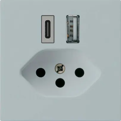 Prise de charge USB kallysto 18W PD 1×type A 1×type C T13 gris clair 