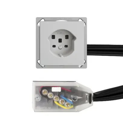 Presa INS EDIZIOdue T25 grigio chiaro, per cavo piatto Technofil 