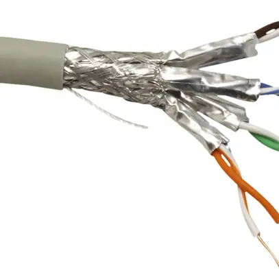 Cavo informatico Roline Solid cat.6A S/FTP 4P AWG23 500MHz LSZH Eca grigio 100m 