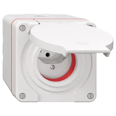 Presa NAP NEVO, 1×T13, IP55 secondo SN 441011, c.guarnizione rossa, bianco 