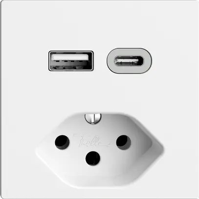 Prise USB type A+C + type 13 Feller EDIZIOdue F 230V 3000mA blanc 