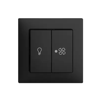 Frontset EDIZIOdue schwarz, 60×60mm Druckknopf 2-fach 