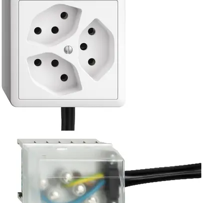 AP-Steckdose EDIZIOdue 3×T13 L3 Snap weiss für Flachkabel Powerbus 