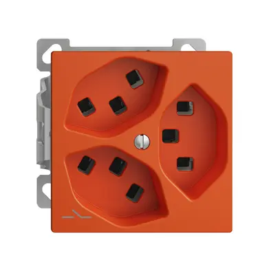 Prise AP 3×T23 Feller EDIZIOdue FXCO54, 1×séparé, bornes enfichables, orange 