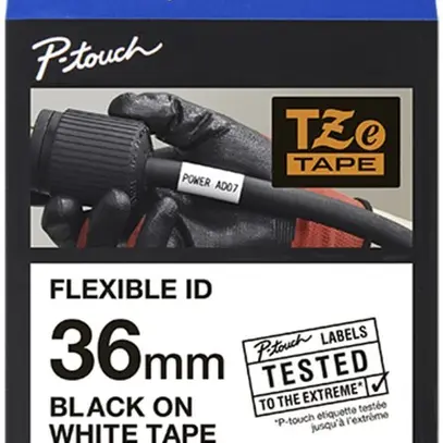 Cassette de ruban à imprimer Brother TZe-FX261 36mm×8m, blanc/noir 