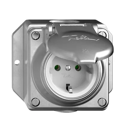 Prise SCHUKO FH AGB, 16A, 250VAC, L+N+PE aluminium poli 