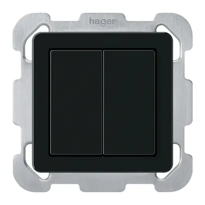 Poussoir KNX ENC Hager BA basico B double 77×77mm noir 
