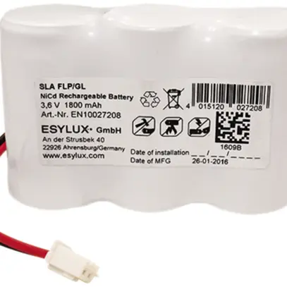Accu ESYLUX per SLA FLP/GL NiCd, 3.6V/1800mAh, cavo 230mm, 65×20×45mm 