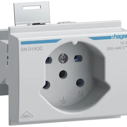 Prise INC Hager type 15 pour montage DIN avec bornes enfichables gris 