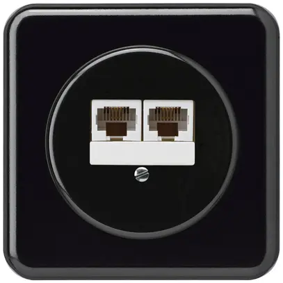 Scatola di raccordo INC basico 2×RJ45u nero parallelo 