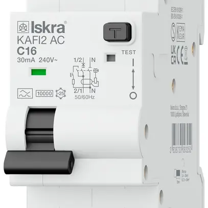 Disjoncteur différentiel ISKRA KAFI2 2P caractéristique C 16A 0.03A type A 2UM 