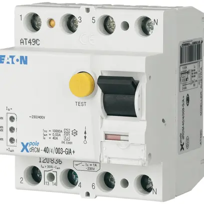 Interrupteur différentiel Eaton dRCM 4P 80A 30mA type G/A+ 