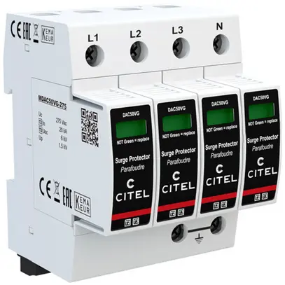 Scaricatore di sovratensione  Citel DAC50VGS-40-275, tipo 2+3, 4 p 