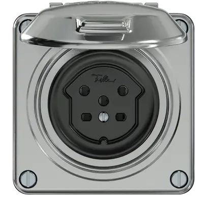 Prise ELEMENT SNAPFIX® 1×type 15 10A 440V avec clapet IP20 alu 