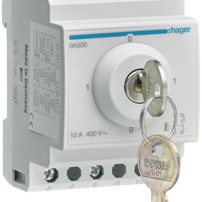 Interrupteur à clé AMD Hager 10A 400V 2 fermeur 0 ouvreur 0 inverseur 3UM 