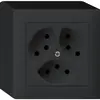 AP-Steckdose kallysto 3×T13 schwarz 
