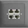 Prise INC 4×RJ45/s 4P sép.EDIZIOdue gris foncé ITplus 