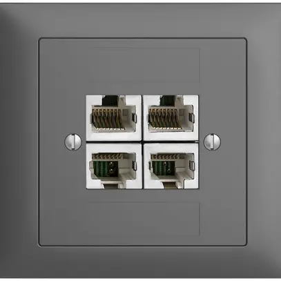 Prise INC 4×RJ45/s 4P sép.EDIZIOdue gris foncé ITplus 