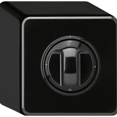 Interruttore rotativo AP basico 2/1L 0-A-0-M nero con manopola 