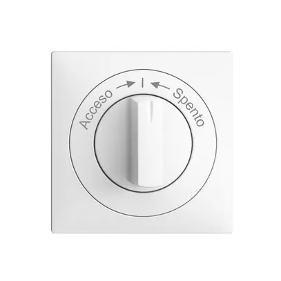 Kit frontal EDIZIOdue Acceso->I<-Spento blanc 60×60mm pour contact pivotant 