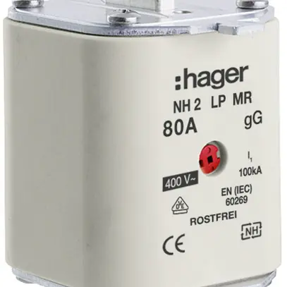 Fusible HPC Hager DIN2 400VAC 80A gG/gL avertisseur central inoxydable 