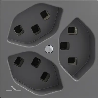 Steckdose 3×T23 Feller EDIZIOdue F, 1×getrennt, Steckklemmen, dunkelgrau 