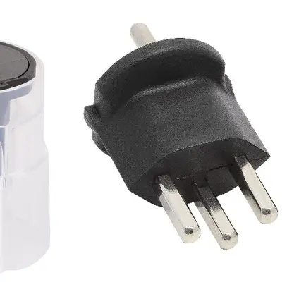 Adattatore fisso MAX HAURI 3L T23/Schuko nero c.gomma  16A 230VAC 