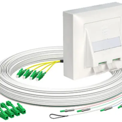 Boîte de déroulement de câble FTTH AGRO OTO BEP kit AP 4×LC 3mm 20m blanc B2ca 