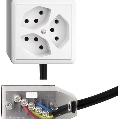 Prise AP EDIZIOdue 3×T13 L3 Snap blanc pour câble Technofil 