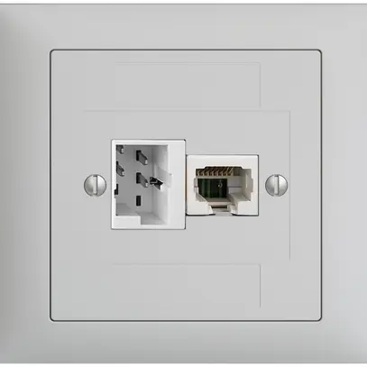 Prise INC 1×T+T,1×RJ45/u 4P EDIZIOdue ITplus ITM gris clair 