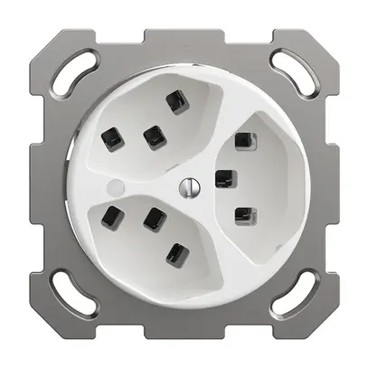 Presa INC Sdue QM, 3×tipo 23, con LED, con piastra di fissaggio, bianco 