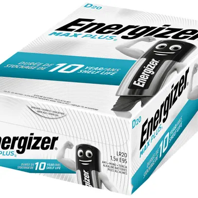 Pile alcaline Energizer Max Plus D LR20 1.5V, box à 20 pièces 