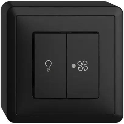Interruttore AP per luce e ventilaz. EDIZIOdue nero LED giallo 