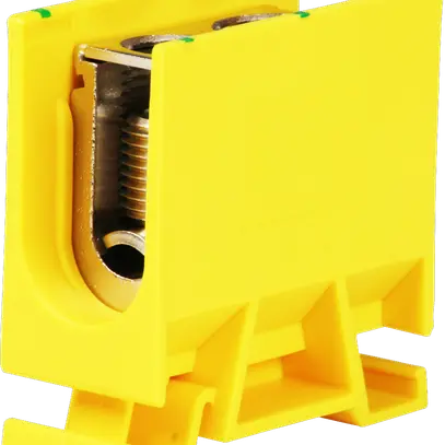 Borne de dérivation Woertz 35…70mm² 192A 800V vis 2×1 rail DIN 35mm vert/jaune 