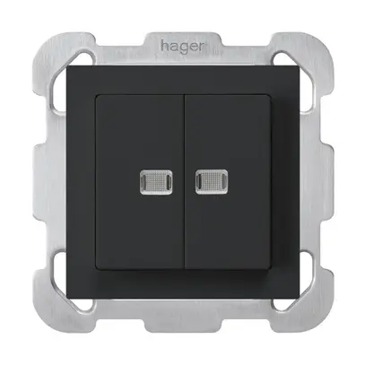 UP-Leuchtdruckschalter kallysto 1/3+3/1 mit 2 Linsen schwarz Befestigungsplatte 