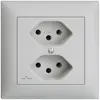 Prise ENC EDIZIOdue 2×T13 gris clair, 1×S 