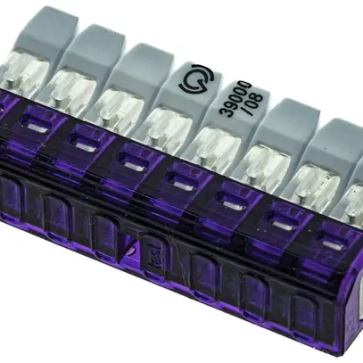 Borne de connexion Woertz 8P 0.2…2.5mm² leviers de commande violet transparent 