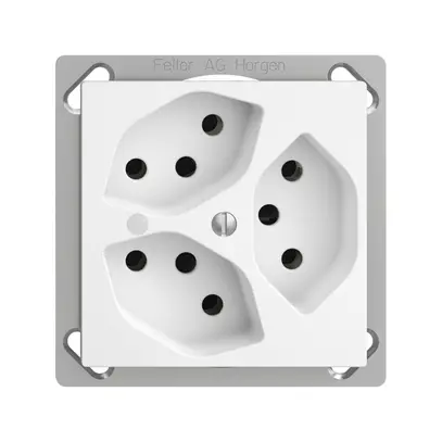 Presa INS EDIZIOdue 3×T13 bianco, con LED verde 