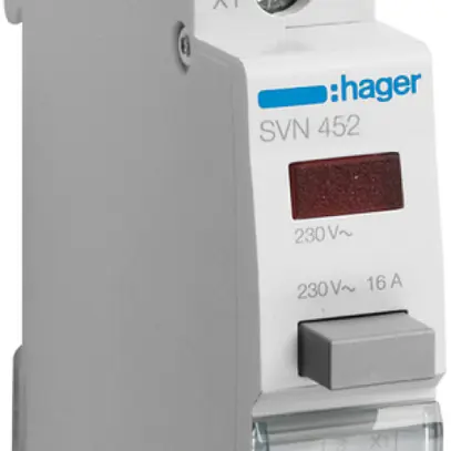 Poussoir lumineux INC Hager 16A 230V 1F 1 ouvreur bouton gris calotte rouge 1UM 