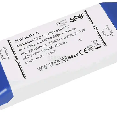 Blocco alimentazione DOTLUX, p.banda LED, 75W, 24VDC 0.5…3.1A 124×82×23mm IP20 