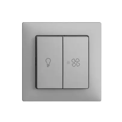 Kit frontal EDIZIOdue silver 60×60mm bouton double 