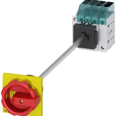 Lasttrennschalter Siemens SENTRON 3LD3 Boden 16A 3LN +1S/1Ö 66×66mm rt/gb 