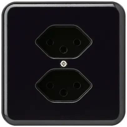 Presa INC Hager basico 2×tipo 13 con protezione bambini nero 